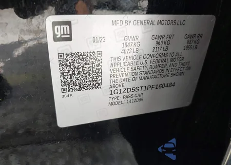 2023 Chevrolet Malibu Fwd 1Lt z USA, uszkodzony, nr VIN 1G1ZD5ST1PF160484